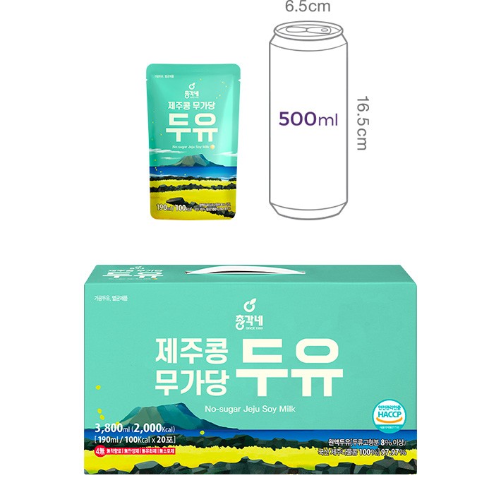 [총각네] 제주콩 무가당 두유 (190mL X 20개)