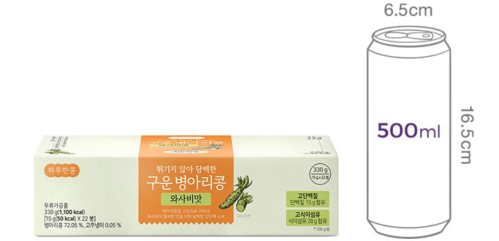 [하루한콩] 구운 병아리콩 와사비맛(15g*22개)