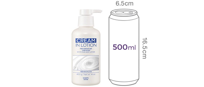 [해피바스] 크림인로션 화이트머스크 바디로션 400g