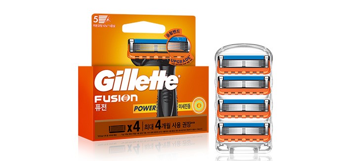 [질레트] 퓨전 파워 면도날 4입