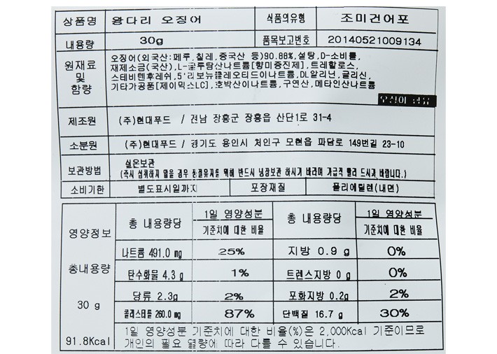[혼술상회] 왕다리 슬라이스 30g
