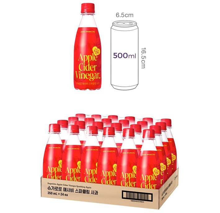 [슈가로로] 애사비 스파클링 사과 (350mL x 24개)