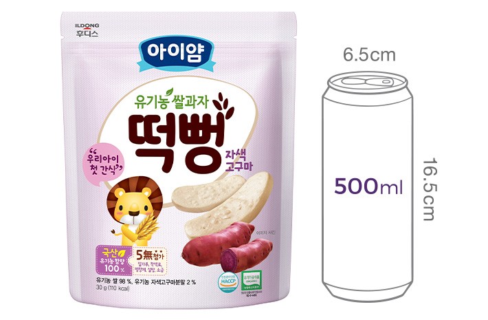 [일동후디스] 아이얌 유기농 쌀과자 자색 고구마 떡뻥 30g