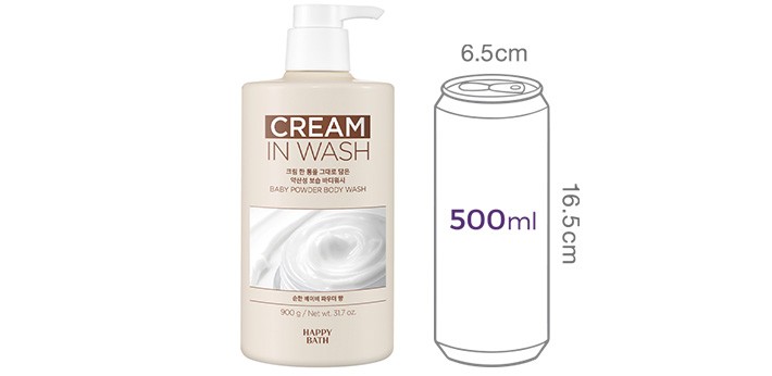 [해피바스] 크림인 워시 베이비파우더 바디워시 900g