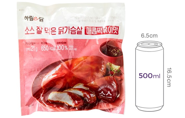 [하림이닭] 소스 잘 먹은 닭가슴살 떡볶이맛 550g(5입)