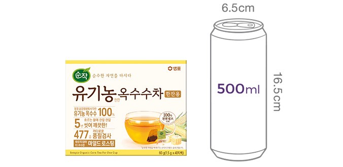 [순작] 유기농 옥수수차 한잔용 티백 (1.5g X 40개입)