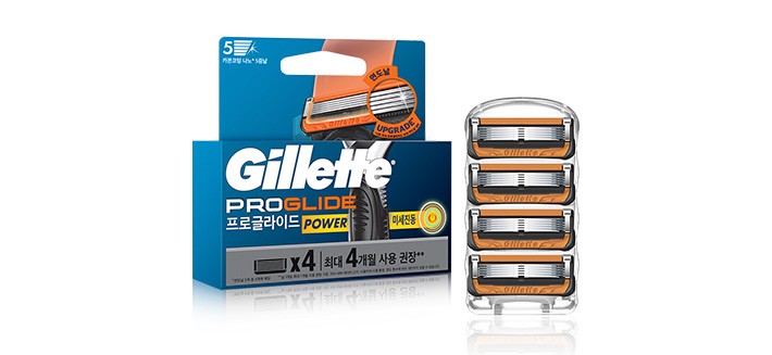 [질레트] 프로글라이드 파워 면도날 4입
