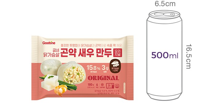 [굽네] 닭가슴살 곤약 새우 만두 오리지널 180g