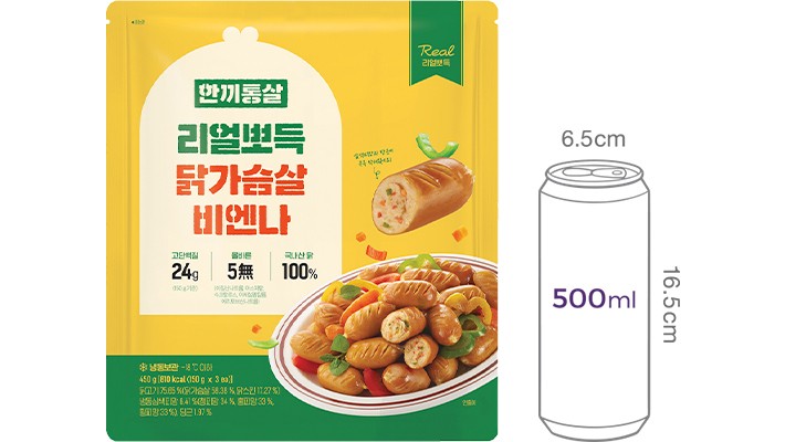 [한끼통살] 리얼뽀득 닭가슴살 비엔나 소시지 450g