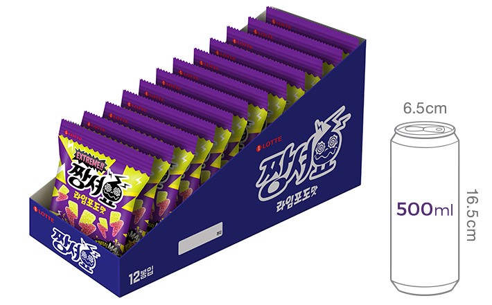 [롯데] 젤리셔스 짱셔요 라임포도맛 48g X 12개입