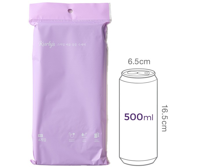 [Kurly's] 잘 닦이고 거품이 잘 나는 스마일 버블 양면수세미 (4개입)