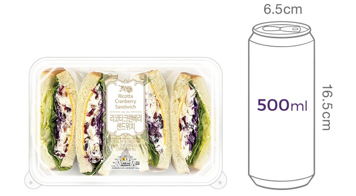 [쉐푸드] 리코타 크랜베리 샌드위치 패밀리팩 (4입)