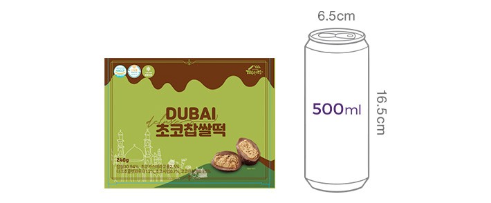 [떡미당] 두바이초코찹쌀떡 (40g X 6개)