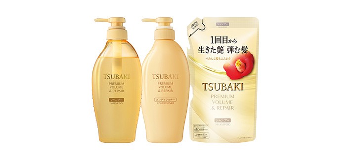 [츠바키] 프리미엄 볼륨&리페어 샴푸 컨디셔너 2종 세트(샴푸 리필 300ml 증정)