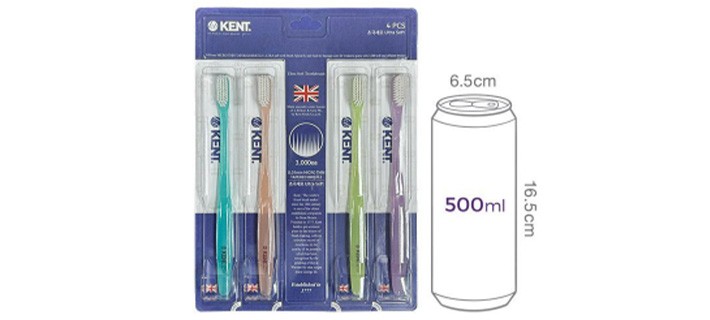 [켄트] 클래식 초극세모 칫솔 4개입 세트(헤드 길이 3.2cm)