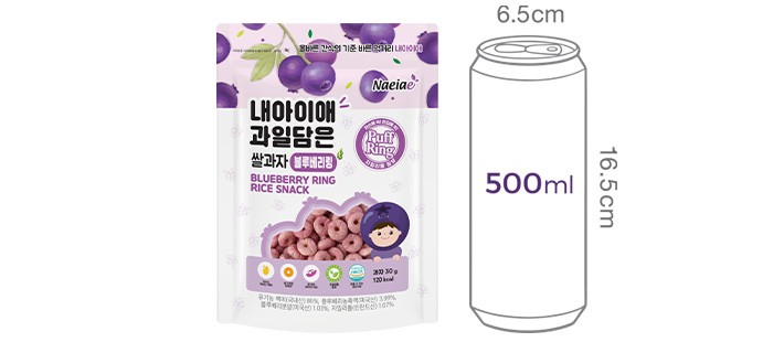 [내아이애] 과일담은 쌀과자 블루베리링 30g