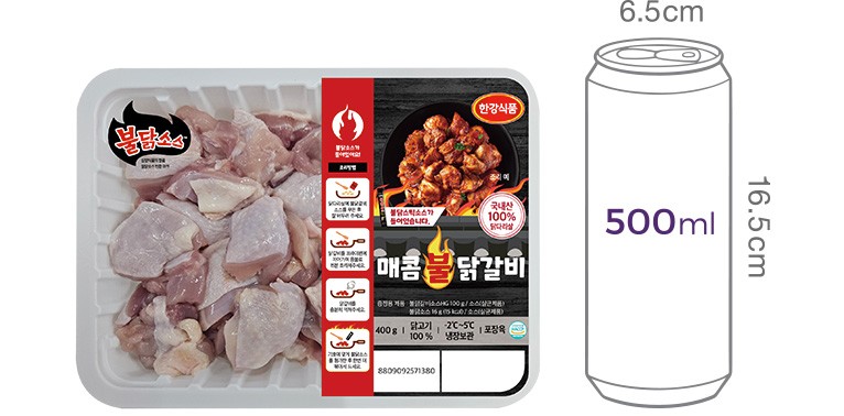 [한강식품] 매콤 불 닭갈비 400g (불닭소스 포함)