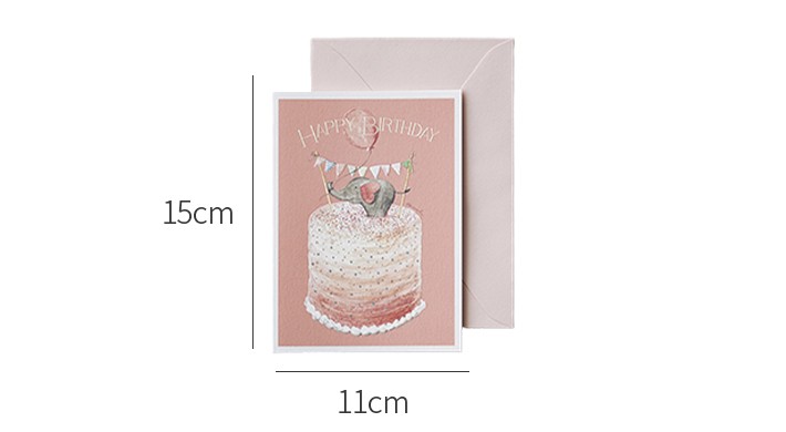 [리디아] 아기코끼리 생일케익 카드