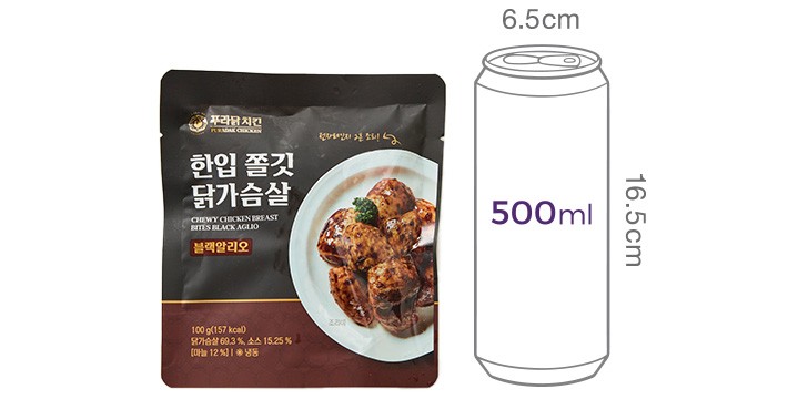 [푸라닭] 쫄깃 한입 닭가슴살 블랙알리오 100g