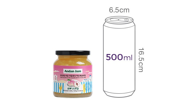 [안단잼] 저당 저칼로리 백도복숭아잼 380g