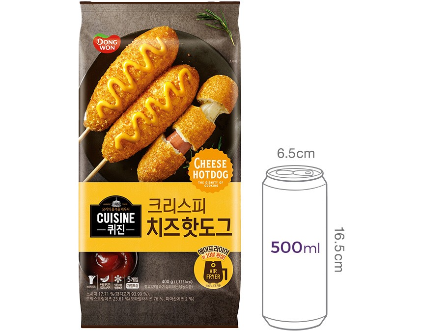 [동원] 퀴진 크리스피 치즈핫도그 400g(80gX5개입)
