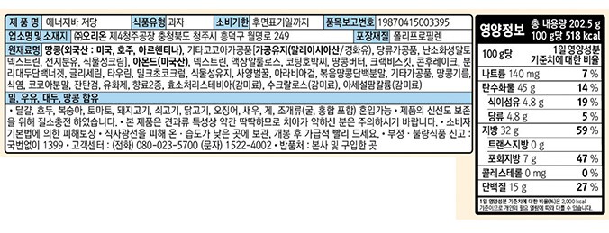 [닥터유] 저당 에너지바 미니 202.5g