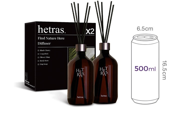 [헤트라스] 프리미엄 디퓨저 500ml x 2개입 제주사려니숲길