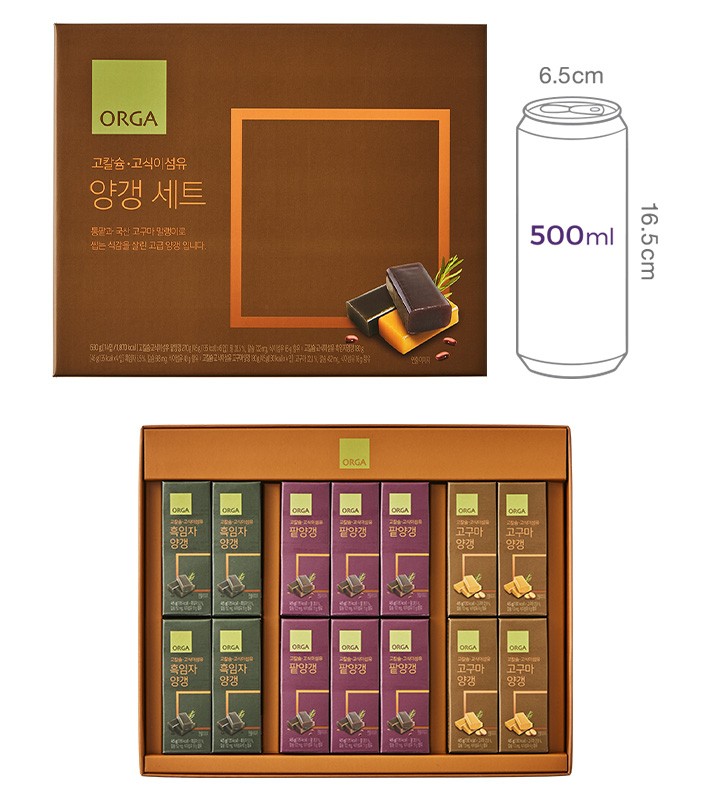 [올가] 고칼슘 고식이섬유 양갱 3종 선물세트 (45g X 14개)