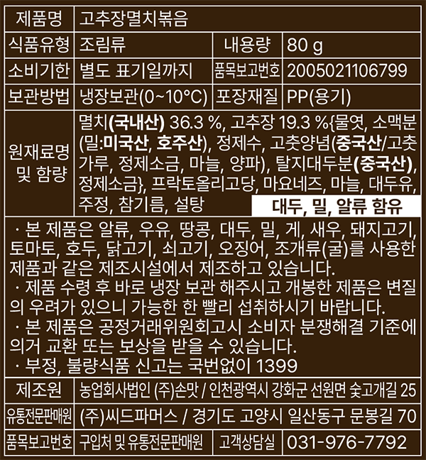 [진실된손맛] 고추장멸치볶음