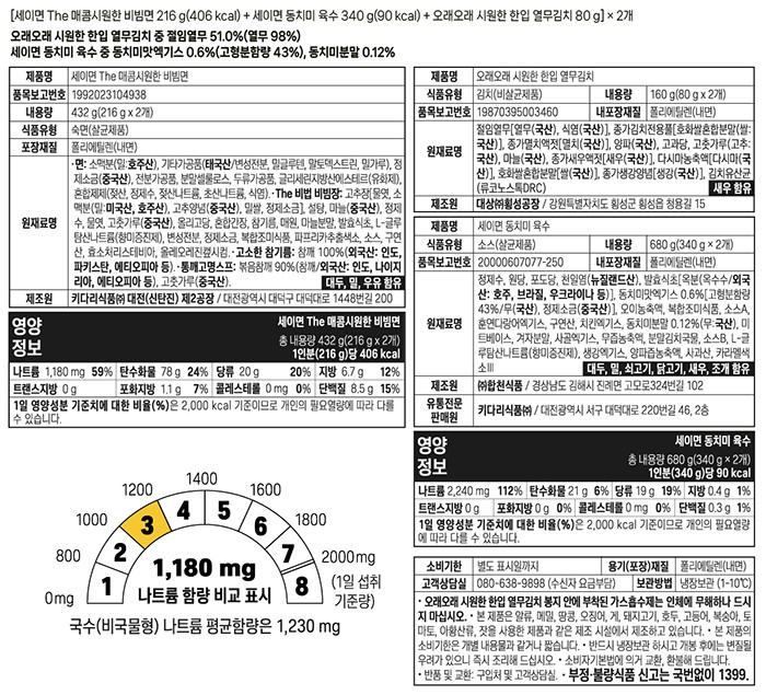 [세이면] 국산열무 김치말이 국수 (2인분)
