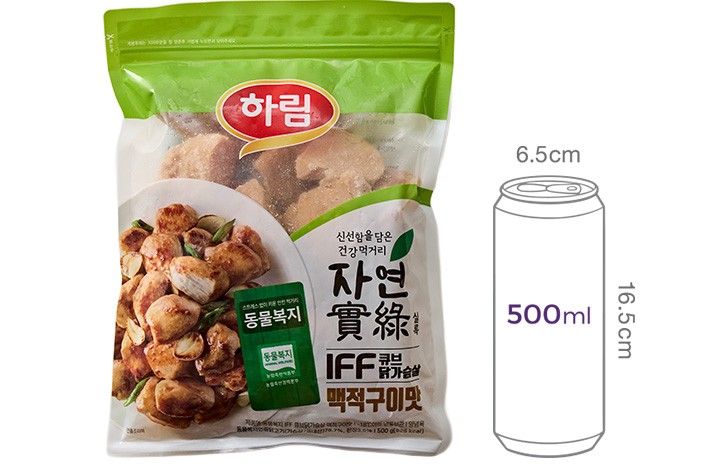 [자연실록] 동물복지 소스 닭가슴살 큐브 스테이크 맥적 500g(냉동)