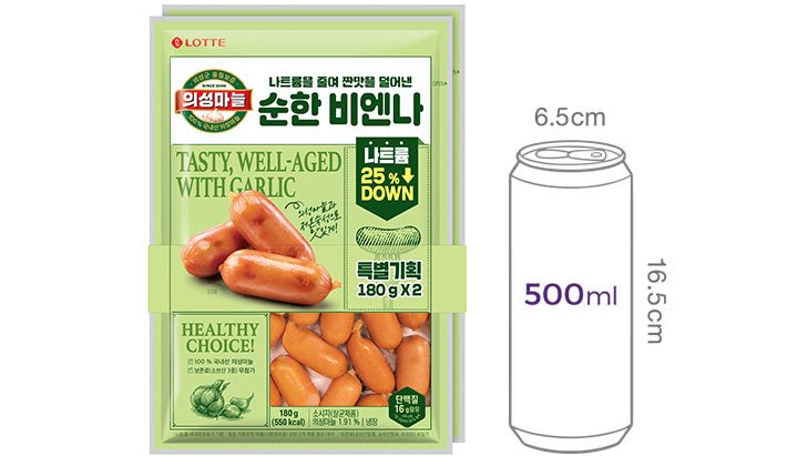 [롯데햄] 의성마늘 순한 비엔나 360g(180g*2)