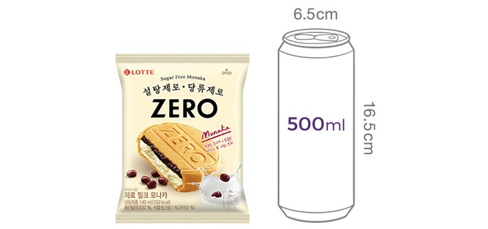 [롯데웰푸드] ZERO 밀크 크림 모나카 140mL