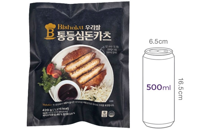 [컬리멤버스][비쇼쿠] 쌀가루로 더 빠삭 우리쌀 통등심 돈까스 420g(냉동)