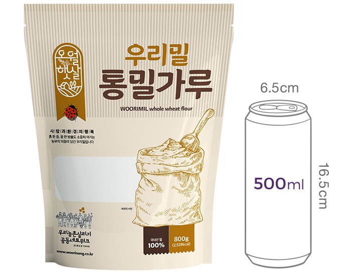 [우리농] 30주년 우리밀 통 밀가루 800g