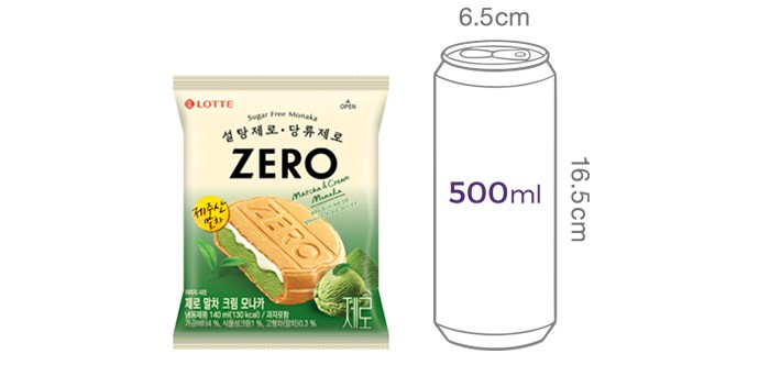 [롯데웰푸드] ZERO 말차 크림 모나카 140mL