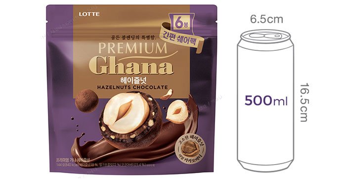 [롯데] 프리미엄 가나 헤이즐넛 쉐어팩 24g X 6개입