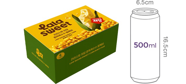 [라라스윗] 저당 쫀득옥수수 듬뿍바 아이스크림 (70mL x 6개)
