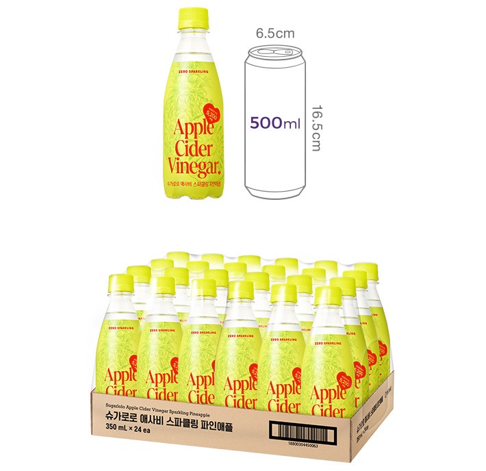 [슈가로로] 애사비 스파클링 파인애플 (350mL x 24개)