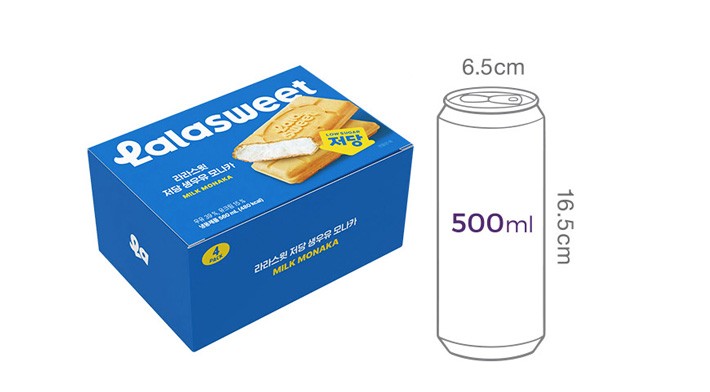 [라라스윗] 저당 생우유 모나카 (140ml X 4개)