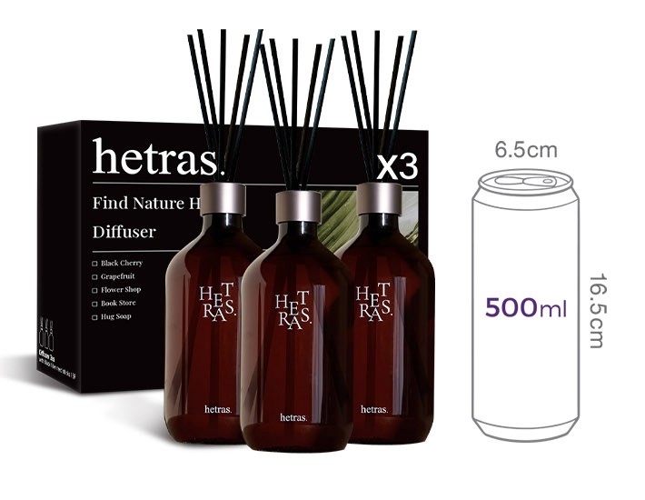 [헤트라스] 프리미엄 디퓨저 500ml x 3개입 - 블랙체리