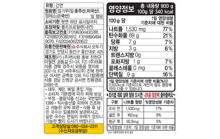 [오뚜기] 옛날국수 소면 900g