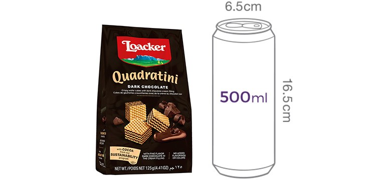 [로아커] 미니 웨하스 콰드라티니 (다크초콜릿) 125g