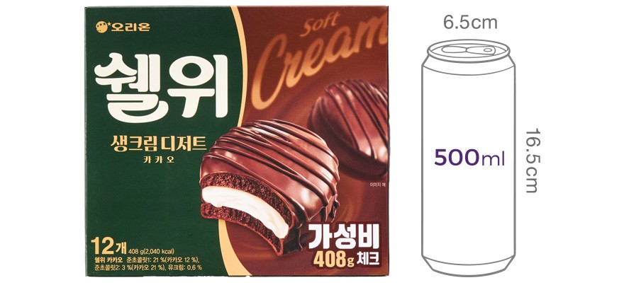 [오리온] 쉘위 생크림케이크 카카오 408g