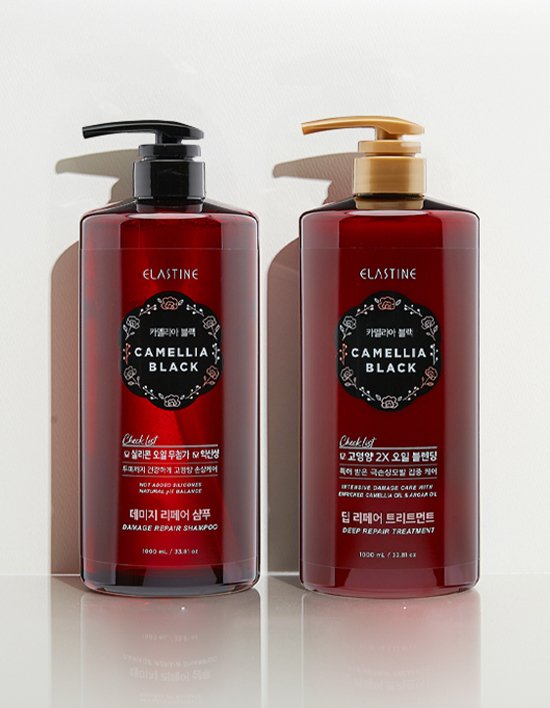 [엘라스틴] 카멜리아 블랙 데미지 리페어 샴푸/트리트먼트 1L 2종 (택1)