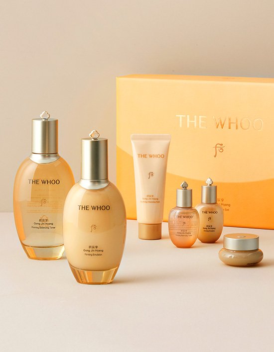 [더후] 공진향 탄력 2종 선물세트 (토너150ml+에멀젼110ml+증정 4종)(쇼핑백 증정)