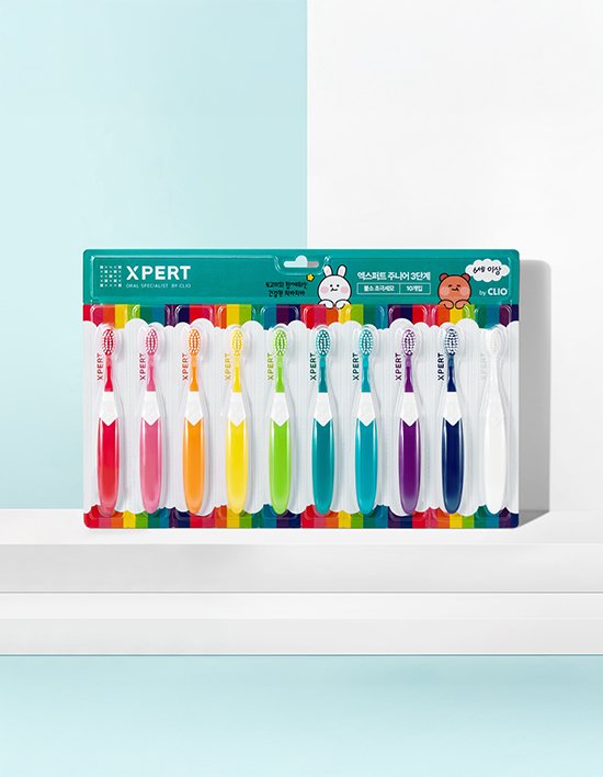 [크리오] 엑스퍼트 주니어 3단계(6세 이상) 불소 칫솔 10입