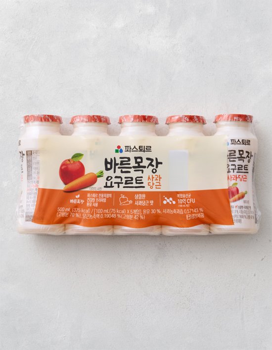 [파스퇴르] 바른목장 사과당근 요구르트 (100mL X 5입)