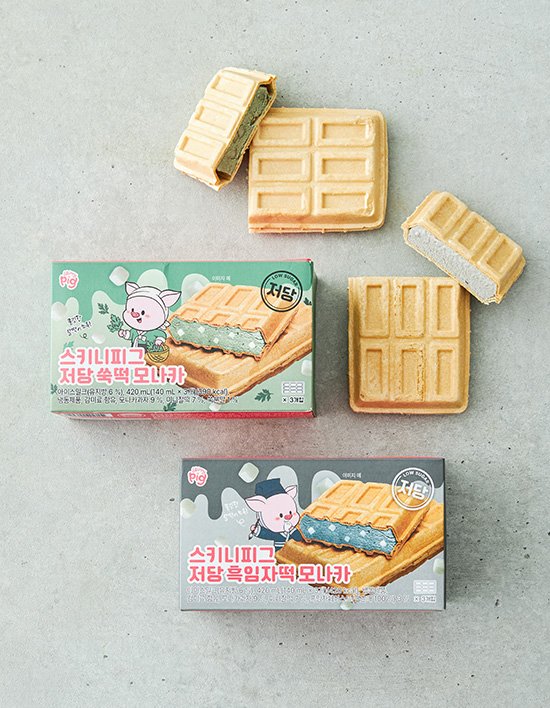 [스키니피그] 저당 모나카 쑥&흑임자 2종 (140mL X 3개입)