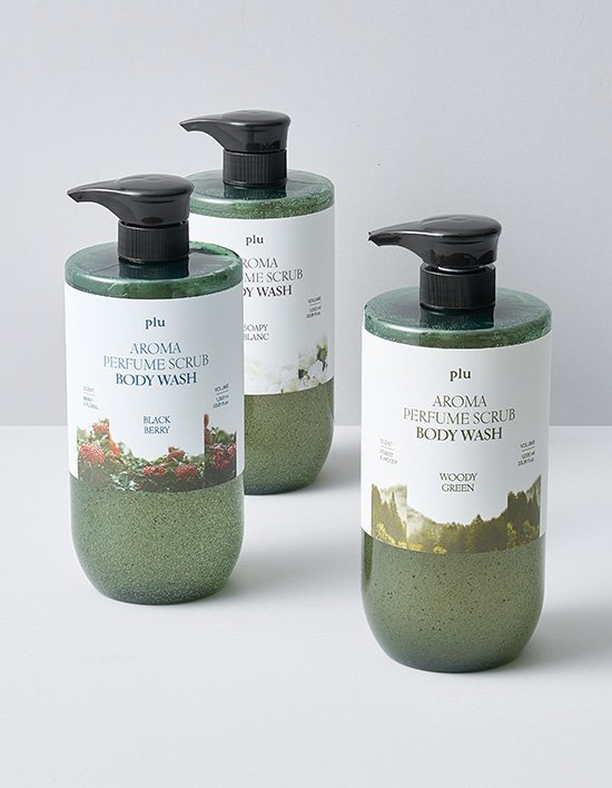 [플루] 아로마 퍼퓸 스크럽 바디워시 1000ml 3종 (택 1) 소피블랑/우디그린/블랙베리